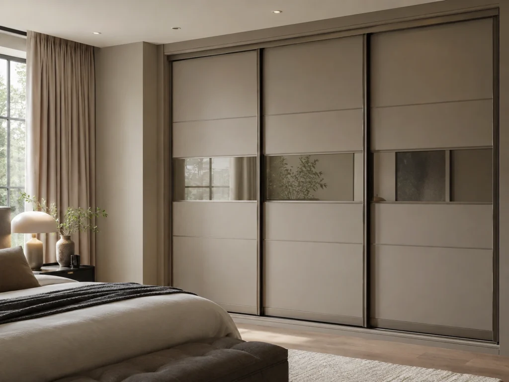 Sliding fitted wardrobes in a modern London bedroom