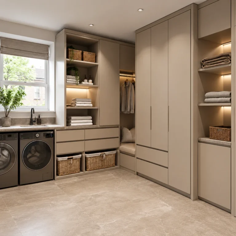 Made-to-measure corner fitted wardrobes in a London bedroom